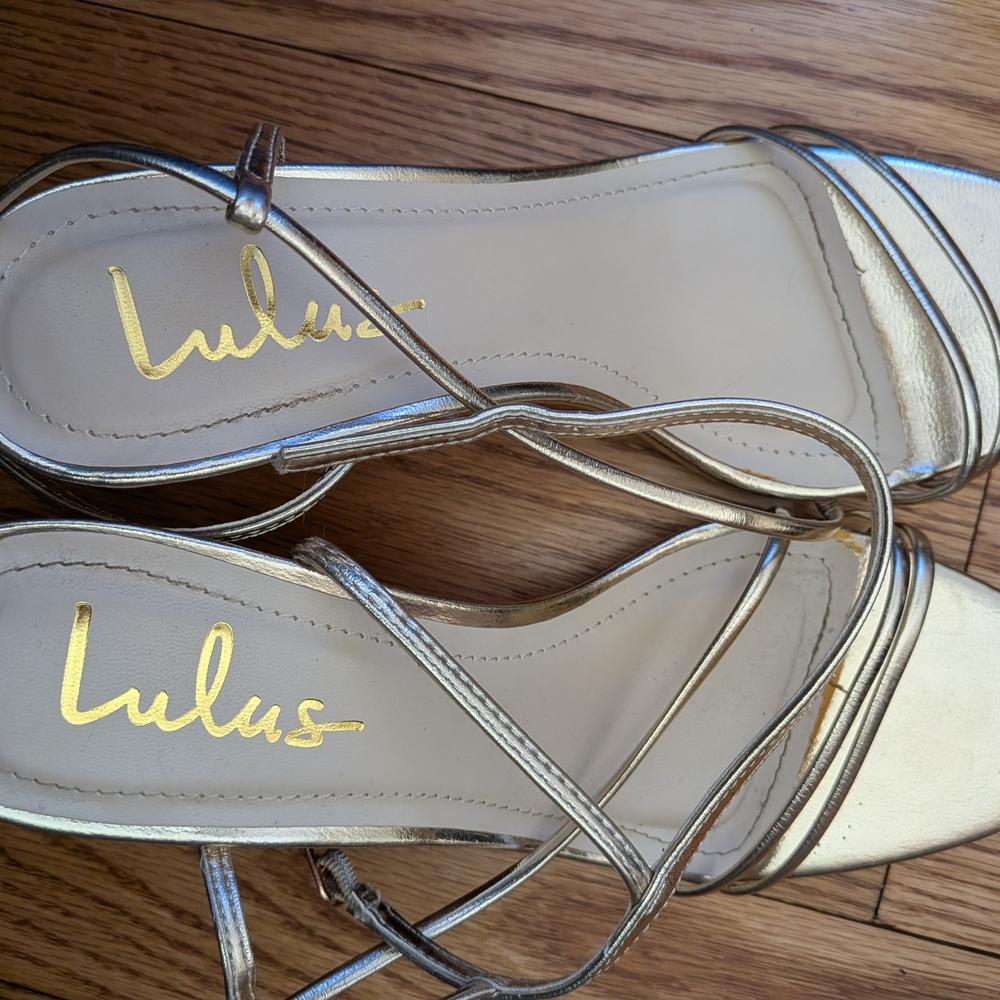 Lulu's Metallic Silver Strappy Heels